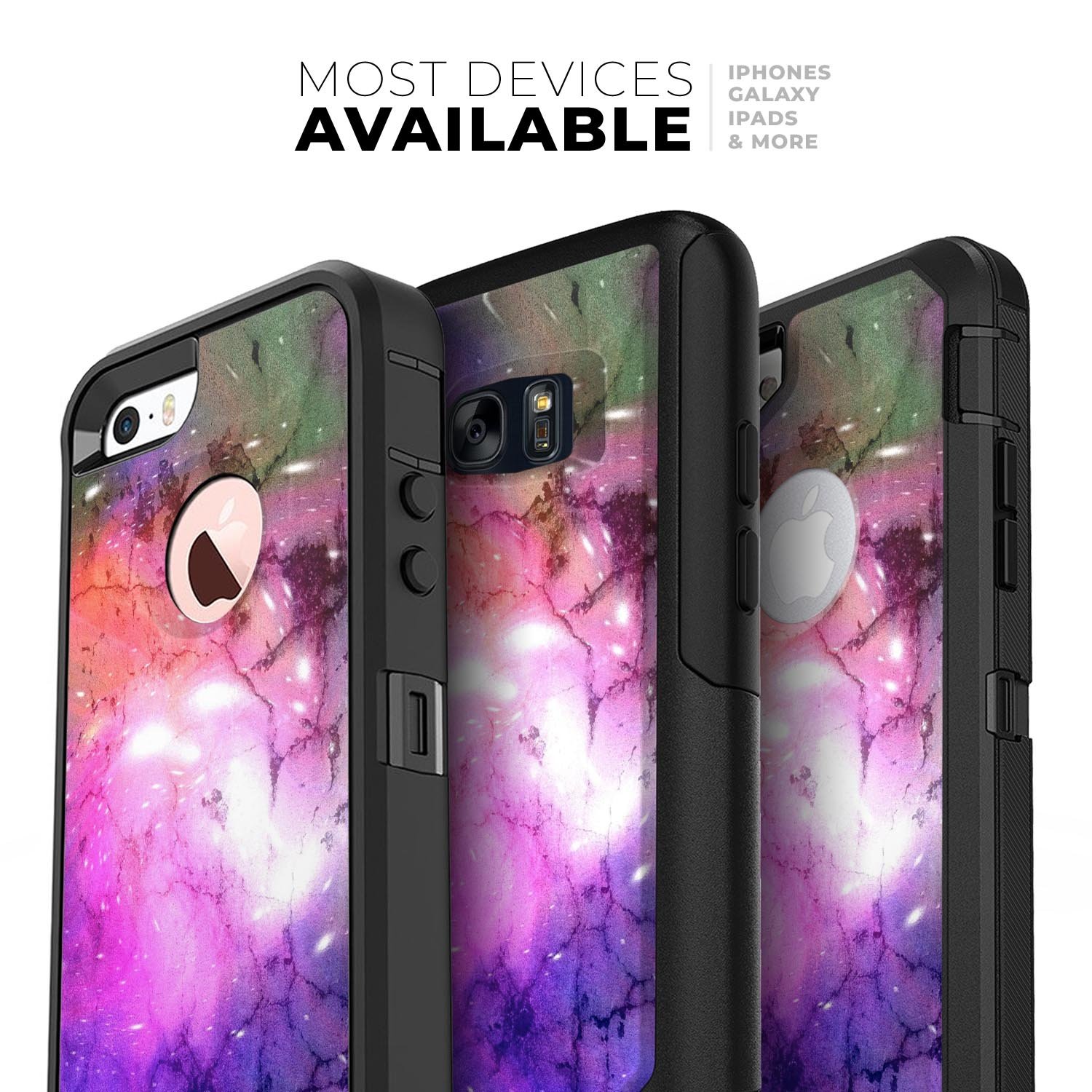 Warped Neon Color-Splosion Skin Kit for iPhone OtterBox Cases featuring vibrant colors and a sleek design.